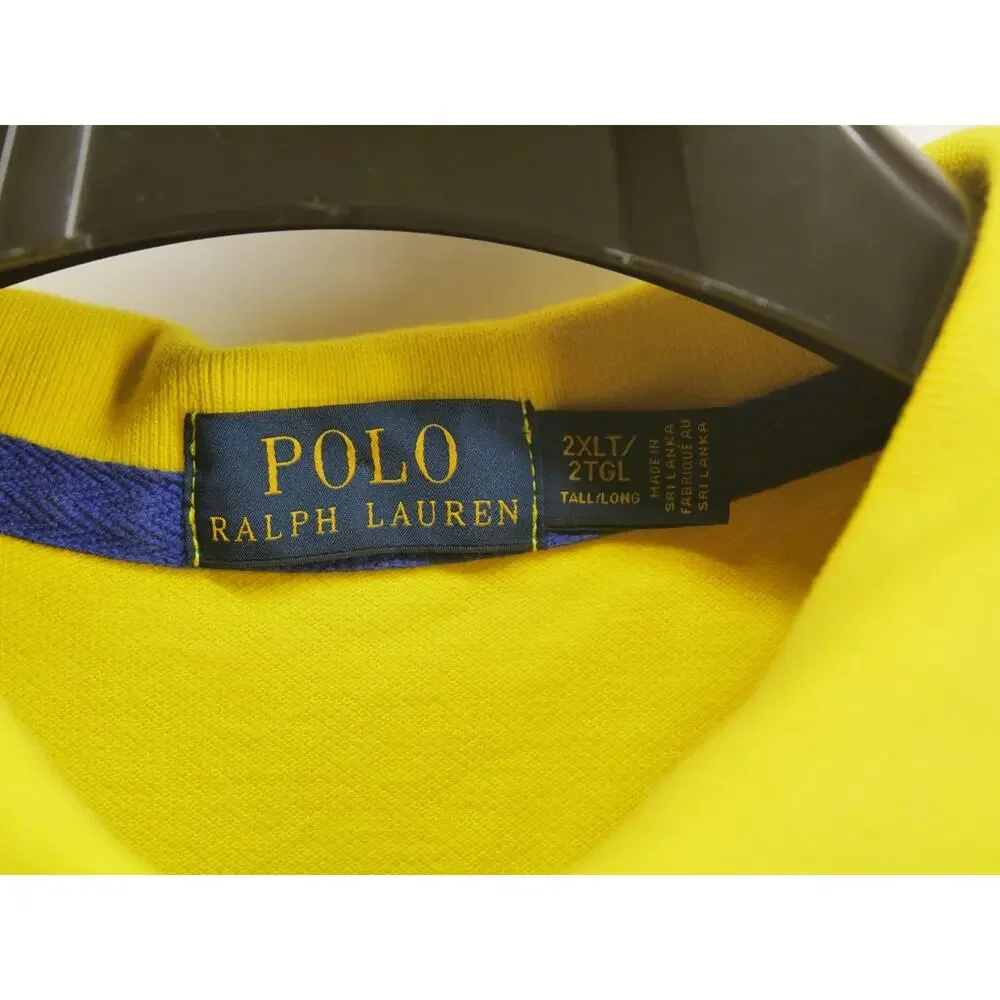 Polo Ralph Lauren Men's 2XLT Yellow Big Pony #3 Sleeve Polo Shirt Short Sleeve
